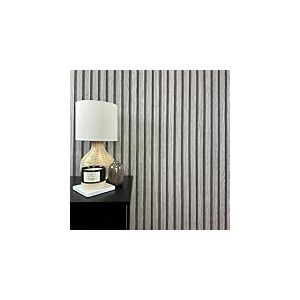 WALLCOVER Papier peint aspect bois, gris, gris clair, panneaux acoustiques, mur en bois, effet 3D, panneaux scandinave, aspect naturel, moderne, 10,05 x 0,53 m, fabriqué en Allemagne