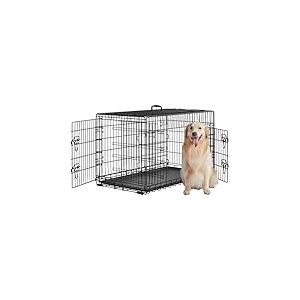 Yaheetech Cage pour Chien Pliable Caisse de Transport pour Chien en m&eacute;tal 106x66x74,5 cm Niche pour Chien Exterieur Interieur 2 Portes Verrouillables et Plateau Amovible Cage de Chiot
