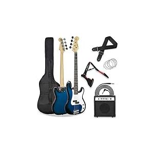 3rd Avenue Pack Guitare Basse Électrique 4/4 Taille Standard pour Débutants avec Amplificateur 15 W, Housse, Jack, Sangle, Stand et Jeu de Cordes de Rechange – Bleu