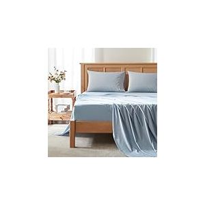 Comfort Spaces Parure de lit 4 pièces rafraîchissantes pour Grand lit, draps Doux et résistants à l'humidité pour Les dormeurs Chauds, Poche Profonde élastique pour Matelas jusqu'à 40,6 cm, Bleu