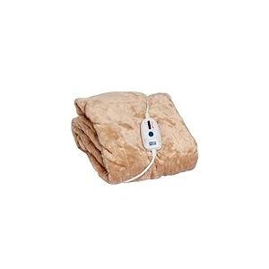 Pekatherm Couverture Chauffante | 170 x 130 cm | Puissance 100 W et 4 Niveaux de Température | Couverture Électrique en Polyester | Lavable à la Main et en Machine | Marron O120D