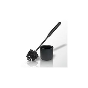 York Brosse de Toilette, avec Support, pour hôtel, Auberge, Pension, Restaurant, Moderne, Noir Mat, 35 x 11 cm