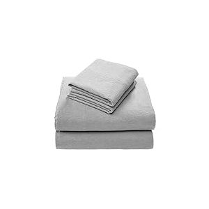 Comfort Spaces Parure de lit 4 pièces en Flanelle de Coton Respirante et Chaude avec taies d'oreiller, pour très Grand lit californien, Gris uni