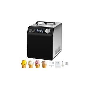 VEVOR Sorbetière Automatique Turbine à Glace Professionnelle 2 L 180 W Machine à Glace Électrique Écran LCD Préparation Rapide sans Pré-congélation pour Faire Sorbet Yaourt Crème Glacée Gelato Noir