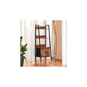 FurnitureR &Eacute;tag&egrave;re Rangement de Salon, &Eacute;tag&egrave;re &Eacute;chelle &agrave; 4 Niveaux, H 110CM Biblioth&egrave;que Industrielle, &Eacute;tag&egrave;res D'exposition pour Le Salon, Rangement avec Tiroirs en Non-Tiss&eacute;, 42 x 29 x 110 cm