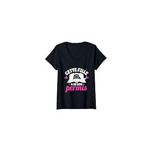 Femme Cette Fille A Eu Son Permis Obtention Du Permis De Conduire T-Shirt avec Col en V