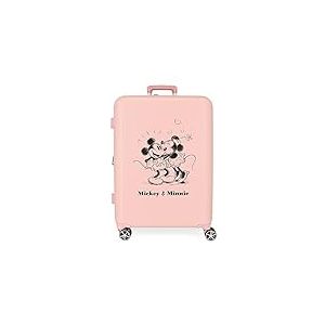 Disney Mickey & Minnie Bisous Valise Moyenne Nude 48x70x26 cm ABS Rigide Fermeture TSA intégrée 88L 3.98 kg 4 Roues doubles