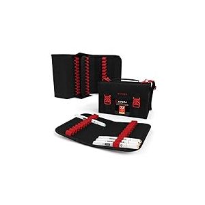 ARTEZA Mallette Organiseur feutres Crayons 108 Porte-feutres élastiques | Sangle Amovible | Pochette Fermeture éclair | Trousse pour Feutre | Mallette coloriage et Dessin