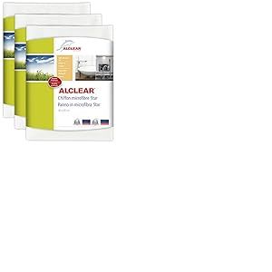ALCLEAR Star 950006_3 Lot de 3 Chiffons Sp&eacute;ciaux en Microfibre pour Salle de Bain, WC et Cuisine pour Retirer les Traces de Calcaire sans Produit Nettoyant, Chimique Convient aux Personnes Allergiques