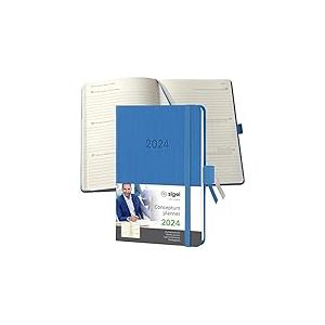 SIGEL C2469 Agenda semainier 2024, A6, couverture rigide, bleu - Conceptum