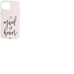 Maid of Honor Script Bague en Diamant Graphique Mariage Coque pour iPhone 15 Plus