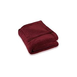 CelinaTex Couverture Moelleuse XXL 220 x 240 cm Bordeaux Rouge Couverture canapé Chaude Couverture Salon Douce Microfibre Polaire Oeko-TEX Montreal