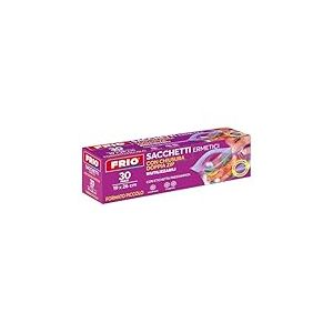 FRIO – 30 Sac Congélation ZIP 2L (taille S - 19x26 cm) Réutilisables et Hermétiques avec double ZIP, Sachets Plastiques Transparents pour Congélateur et Conservation des Aliments, Avec Étiquette