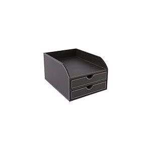 Osco Faux Leather 2 Tier Sorter with Letter Tray - Brown