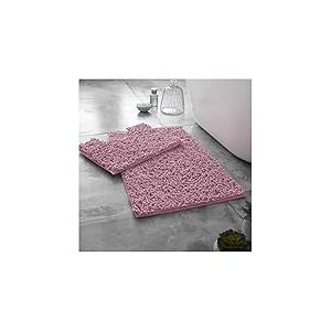 Gaveno Cavailia Lot de 2 Tapis de Bain antidérapants de Luxe 100% Microfibre Chenille Ultra Absorbant pour Salle de Bain et Toilettes, Taille Standard (50 x 80, 50 x 40 cm), Rose poudré, Microfibre