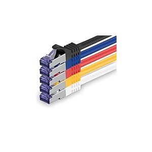 1aTTack.de 5x 0,25 M C&acirc;ble r&eacute;seau CAT7-10 Gigabit - C&acirc;ble patch RJ45 C&acirc;ble Ethernet (SFTP PIMF LSZH CU) - pour DSL LAN Switch Modem Routeur Patch Panel CAT7 CAT6 CAT5 - multicolore