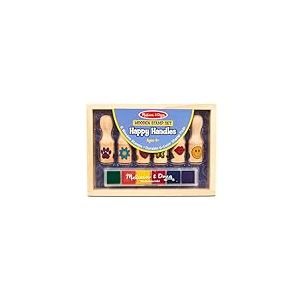 Melissa & Doug Jeu de Timbres en Bois, 6 Timbres en Bois et Un Tampon encreur à Couleurs Multiples, Jouet créatif, Loisirs créatifs pour Filles et garçons de 3 4 5 6 7 Ans