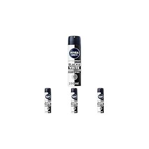 NIVEA MEN Déodorant Spray Black & White Invisible (1 x 250 ml), déodorant homme anti-traces blanches et jaunes, anti-transpirant anti odeur & humidité, protection efficace 72 h, sans alcool (Lot de 4)