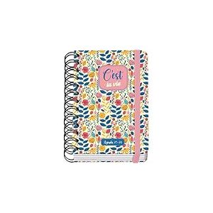 Dohe - Agenda Scolaire 2025 2026 - Page Par Jour, Taille A6 (12x17 cm), Espagnol et Anglais, Fermeture à Spirale Double et Élastique, Couverture Rigide, 4 Pages d'Autocollants - C'Est La Vie