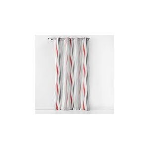 Douceur d'Intérieur Rideau A Oeillets 140 x 280 CM Polyester Imprime ONDULYS Rouge