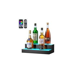 VEVOR Présentoir à Bouteilles Lumineux Éclairé par LED, Étagère à Vins 2 Niveaux 40,5 cm, Présentoir à Boisson Commercial, en Acrylique, avec Télécommande RF et Contrôle par Application, Bar Domicile