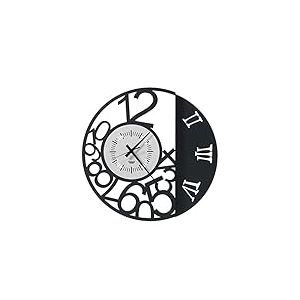 Arti & Mestieri Horloge Murale Originale Bobo de Design 100% fabriquée en Italie, en Fer, diamètre 45 cm (Noir/Blanc marbre)