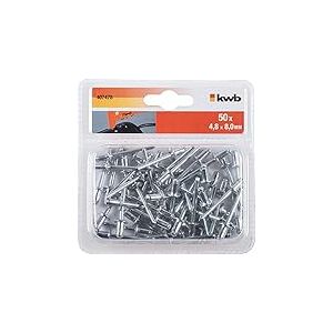 kwb Rivets aveugles/rivets pop Ø 4,8 mm, longueur 8 mm, en aluminium, avec tige galvanisée, pour pinces à river aveugles courantes