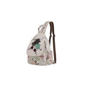 Auluda Sac à bandoulière convertible pour fille, sac à main artisanal, beau sac à dos en toile de qualité supérieure décontracté pour femme, Triple Daisy, Medium, Ethnique