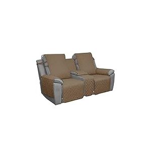 Easy-Going Housse de canapé réversible avec Console, pour Chaque siège avec Sangles élastiques, Compatible avec Les Enfants, Les Chiens, Les Animaux domestiques (2 Places, Camel/Ivoire)