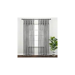 Lush Decor Rideau de fen&ecirc;tre/s&eacute;parateur de pi&egrave;ce/Porte/d&eacute;coration Murale, en Coton textur&eacute;, Style boh&egrave;me, 213,4 x 101,6 cm, Gris