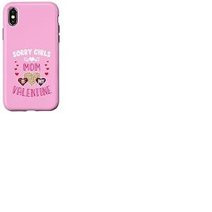 Sorry Girls Mommy is My Valentine C&oelig;urs l&eacute;opard et Plaid Coque pour iPhone X/XS