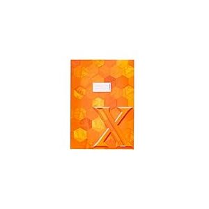 HERMA 20082 Lot de 10 protège-cahiers A4 en carton orange avec champ d'inscription, en papier solide et extra résistant, protège-cahiers avec motif hexagonal, pour cahiers scolaires, colorées