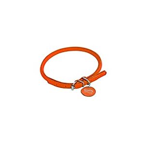 CHAPUIS SELLERIE Glamour Collier Réglable Rond en Cuir pour Chien/Chat Orange Diamètre 8 mm Longueur 20-25 cm Taille S