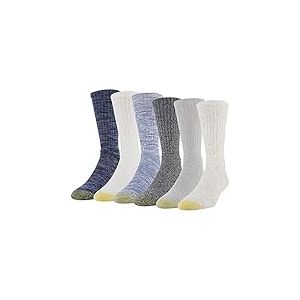 Gold Toe Harrington Crew Socks, Multipairs Chaussettes, Blanc cass&eacute;/Glacier/Noir/Blanc/Bleu/Bleu Marine marbr&eacute; (6 Paires), L (Lot de 6) Homme