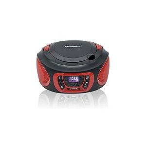 Roadstar CDR-365U/RD Radio CD Portable Numerique FM PLL, Lecteur CD, CD-R, CD-RW, MP3, Port USB, Stereo, AUX-in, Sortie Casque, Noir/Rouge