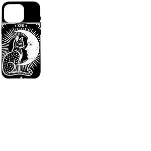 Chat Tarot Mystique XVII The Moon Croissant Lune Tarot Coque pour iPhone 16 Pro