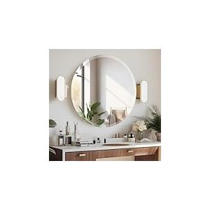 JENBELY Miroir de Salle de Bain Rond sans Cadre de 61 cm, Miroir de courtoisie Circulaire avec Bord biseaut&eacute; de 2,5 cm pour Salle de Bain, entr&eacute;e, Salon.