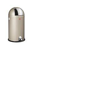 WESCO Poubelle à pédale Kickboy de couleur neutre, tôle d'acier revêtue par pulvérisation, volume de 40 litres, rabat en acier inoxydable, pédale en plastique chromé