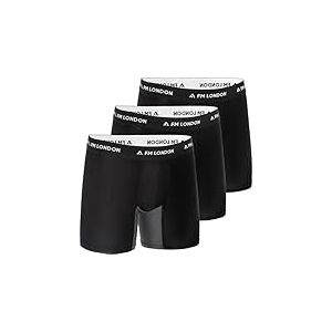FM London Boxer en Bambou pour Homme, Boxer pour Homme Long en Bambou avec Empiècements Anti-Frottements, Poche Profilée, Évacuation de l'Humidité, sans Étiquette, Respirant (3 Pièces)