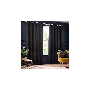 Paoletti Galaxy Paire De Rideaux &agrave; &oelig;illets &ndash; Occultants Doubl&eacute;s Luxueuse Opulente Chenille Rideaux (Noir &ndash; 168x183cm)