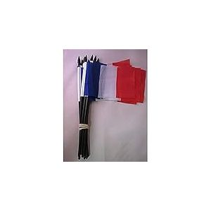 AZ FLAG Drapeau France 15x10cm avec HAMPE - Lot de 10 Drapeaux français 10 x 15 cm