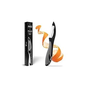 Axer Econome Legumes Noir & Gris - Eplucheur Légumes et Fruits avec Lame Dentelée - Économe Legumes Lavable au Lave-vaisselle - Cuisine Accessoires Pratique - Easy Peeler