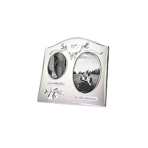 Haysom Interiors Double cadre photo plaqué argent 25e anniversaire de mariage
