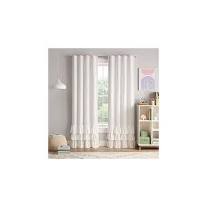 Eclipse Rideaux occultants &agrave; Volants pour Enfants - 100% occultant - avec Passe-Tringle - pour Chambre d'enfant ou Salle de Jeux - Blanc - 213,4 x 101,6 cm