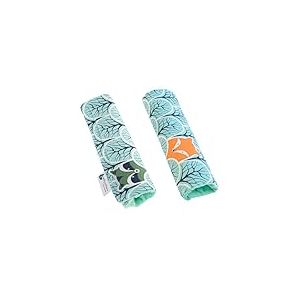 Medi Partners Protège Ceinture Enfant 2 Pièces Coussin de Sécurité Voiture Protege Kids 17x22cm 100% Coton Minky Cover Securite Auto Poussette pour Bebe Amovible (Forêt à la Menthe Minky)