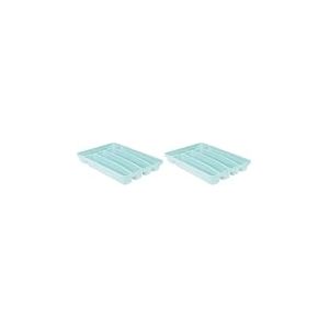 Range Couverts Plastique Gamme Bonjour-Bonjour L 32 cm l 22.5 cm H 4.5 cm, Vert (Lot de 2)