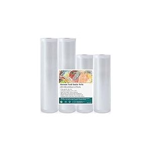 YISH Sac Sous Vide Alimentaire：Rouleau Sous Vide Alimentaire sans BPA pour Machine Sous Vide, Film Sous Vide Alimentaire 4 Rouleaux, Plastique Sachet de Mise Sous Vide Alimentaire, 20x2/28x2/300CM