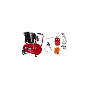 Einhell Compresseur TE-AC 270/50/10 (Puissance moteur 1800W, Capacité de la cuve : 50 L, Cuve garantie 10 ans contre la corrosion, Pied amortisseur de vibrations) + Kit 13 accessoires