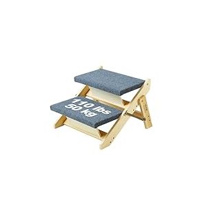 VEVOR Escalier en Bois pour Animaux de Compagnie, 2 marches, Rampe escalier Convertible 2 en 1 pour Chiens de Petites et Grandes Races, capacit&eacute; Charge 50 kg, pour acc&egrave;s aux Lits, canap&eacute;s, v&eacute;hicules