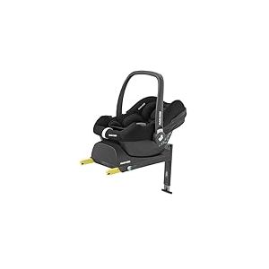 Maxi-Cosi Pack CabrioFix i-Size Siège Auto Bébé, CabrioFix i-Size Base ISOFIX - Siège Auto Groupe 0+, Système Voyage Flexible, 0-12 mois, 40-75 cm + CabrioFix i-Size Base, Essential Black